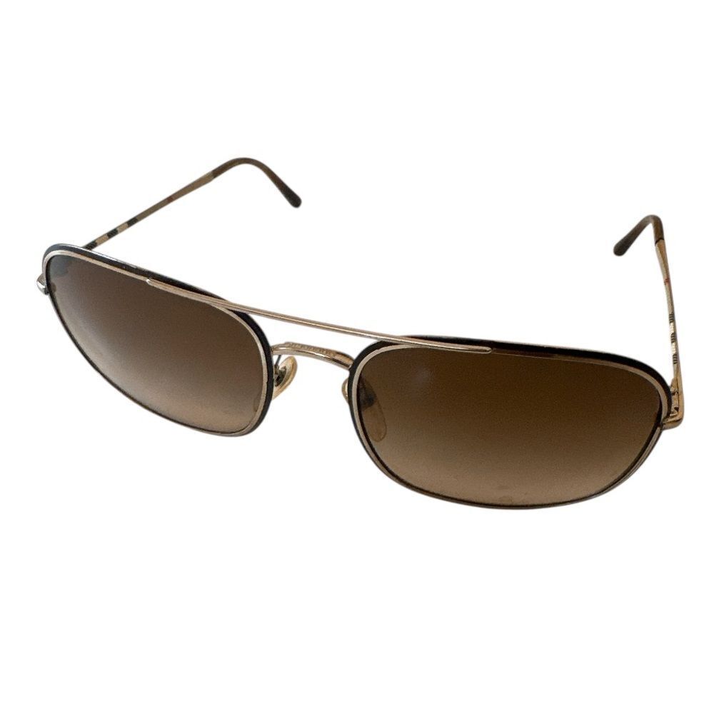 Burberry Gold Aviator Sunglasses with Check Case - Picture 2 of 9